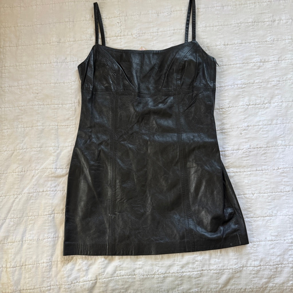 Guess VTG NWT 100% Leather Mini / Party Dress • Size: “L” (fits like a S or 4) - Picture 1 of 10